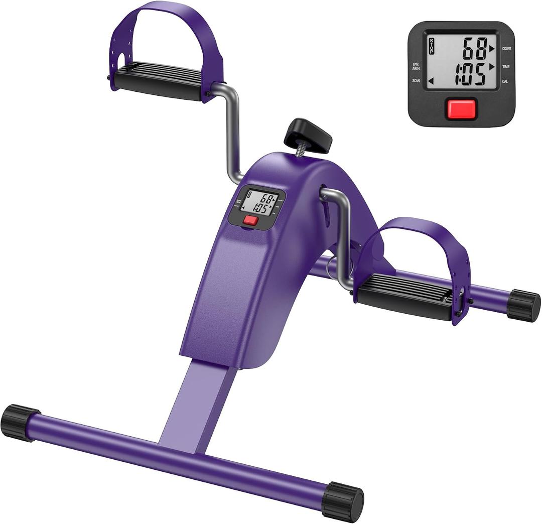Under Desk Bike Pedal Exerciser for Arms and Legs | Foldable Mini Exercise Bike with LCD Display for Home and Office