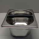 Coffee Knock Box, Stainless Steel Coffee Espresso Knock Box Coffee Grounds Bin with Noise Reduction Rubber Ring, Barista Espresso Machine Accessories (Medium)