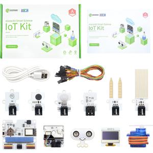 ELECFREAKS microbit Smart Science IoT Kit Octopus Series Sensor, microbit Sensor Starter Kit Data to The Cloud Internet with RTC Timing and WiFi Module, Environment Experiment Kit(Without microbit)