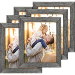 TWING 8 X 10 Picture Frames Set of 6, Rustic Grey Farmhouse Collage Photo Frames Gallery Wall Frame Set for Table Top and Wall Display