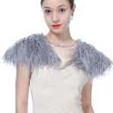 LA CARRIE Viking Queen Faux Fur Collar Shawl Shoulder Wrap Medieval Warm Cape for Women LARP Halloween Costume Accessory (Grey)