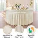 2 Pack Ivory Spandex Round Tablecloths for 60inch Table, 120inch Stretchy Fitted 5ft Tablecloths, Wrinkle Free Round Table Clothes Covers with Skirt for Wedding Birthday Parties Banquet