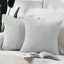 MADIZZ Pack of 2 Boho Corduroy Striped Throw Pillow Covers 24x24 Inch Greyish White Soft Decorative Cushion Cover for Bedroom Sofa Pillow Shell