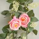 SUQ I OME 1 Pack of Artificial Rose Vine Flowers Garland Plants Fake Flower Vine for Wedding Home Garden Craft Art Decor Valentine's Day Mother's Day Party Decoratio,Pink