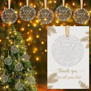 Barydat 24 Sets Thank You Gift Christmas Ornament for Employees Coworker Team Acrylic Hanging Ornament for Christmas Tree May You Be Proud Appreciation Gifts with Card Ribbon for Staff Nurse Teacher