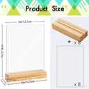 8 Pack 5 x 7 Inch Blank Clear Acrylic Table Displays with Wooden Stands - Ideal for DIY Name Cards, Menu Numbers, and Event Party Decorations（SINGLE LAYER）