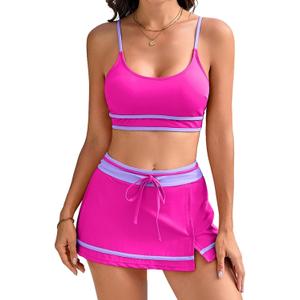 RIHOAS Women's Bikini with Swim Skirt -2026 Tummy Control Two Piece Bathing Suit High Waisted Push Up Swimwear for Beach Pool