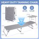 Outdoor Lounge Chair, Adjustable Backrest Folding Chaise Lounge with Canopy, Heavy Duty 264 lbs Capacity Sun Lounger for Beach, Poolside, Patio, Backyard, Camping
