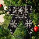 4 Inch Black Velvet Wired Ribbon 10 Yards Snowflake Metallic Crushed Velvet Christmas Ribbon for Gift Wrapping Christmas Tree Decoration Crafts Wreaths Supplies-Continuous (Black, 4"-10 Yard)