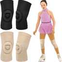 Shappy 2 Pair Figure Ice Skating Knee Pads Gel Dance Knee Pads Cushion and Support Breathable Material for Dancing Skating Women Girl Men (Medium, Beige and Black)
