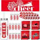 12 Set Gifts Bulk for Cheerleading Including Cheer Drawstring Bags Cheerleader Tumbler Cups with Lid and Straw Cheerleading Cooling Towels Gifts for Team Competition Party Favor(Red)