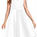HOSIKA Elegant Flower Girls Dress Lace Satin A-Line Bridesmaid Princess Dresses for Wedding Birthday Party, 8-9 Years old