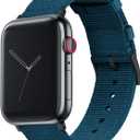 BARTON WATCH BANDS - Military Style Nylon Watch Bands Compatible with Apple Watch Models - 1, 2, 3, 4, 5, 6, 7, 8, 9, 10, SE, Ultra & Ultra 2 (Steel Blue (Black Hardware))