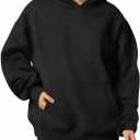 Women Hoodies Sweatshirts Sweaters Fleece Hooded Oversized Long Sleeve Crewneck Shirts Fall Winter Outfits Pocket (3X-Large, Black)