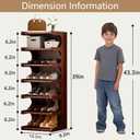 7-Tier Vertical Shoe Rack, Bamboo Free Standing Shoe Rack Shelf, Shoe Storage Stand, Entryway Shoe Tower, Vertical Shoe Organizer for Narrow Closet, Entryway, Hallway