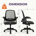 NEO CHAIR Office Desk Chair Computer Gaming Ergonomic Lumbar Back Support with Flip-up Padded Armrest Adjustable Height and Wheels for Home Vanity Bedroom Study (All Black)