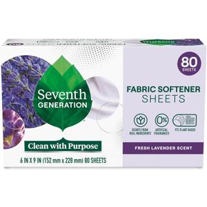 Seventh Generation Dryer Sheets Laundry Fabric Softener, Fresh Lavender Scent, 80 Sheets (80 Count (Pack of 1))