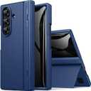 for Samsung Galaxy Z Fold 7 Case with Stand, Front Privacy Screen Protector, Hinge Protection, Slim Rugged Hard Shockproof Cover, Full Body Protective Phone Case for Samsung Z Fold7 2025, Blue