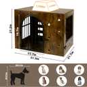 Dog Crate Furniture for Small Medium Dogs, Heavy Duty Wood Metal Indoor Dog Kennel with Bowls, Decorative Pet Cage Dog House as TV Stand, Brown