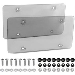 2 Pack License Plate Cover, Universal Fitment License Plate Protector, License Plate Frame for American Standard Cars,12.2"x6.3", 4 Holes with 8x5 Groups Screw Accessories