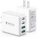 [2 Pack] USB C Wall Charger, 40W 4-Port USB C Charger Block,Fast Charging Block Dual Port PD+QC Wall Plug Multiport Type C Compatible with iPhone 14/13/12/11/Pro Max/XS/XR/8, Samsung Phone,Tablet (2 Pack White)