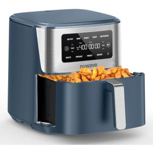Nuwave Brio Plus 6-in-1 Air Fryer, 7-Qt Large Capacity, 50F400F Precise Temp Control, Non-Toxic PFAS-Free Nonstick, Air Fry, Bake, Roast, Toast, Dehydrate, Reheat, 100 Presets, Dishwasher Safe (Cozy Blue)