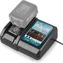 DC18RF 14.4V/18V Rapid Charger with LCD Display for Makita 18V Battery, Compatible with Makita 14.4V-18V Battery BL1850B BL1860B BL1830B BL1840B BL1820B & Charger DC18RD DC18SF DC18RT