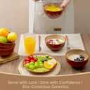 Pokini Reactive Glaze Bowls Set of 6, Microwave and Dishwasher Safe Bowls, Stoneware Soup Bowls, Kitchen Bowl Set for Cereal Soup Rice Pasta Salad Oatmeal, Brown and Yellow