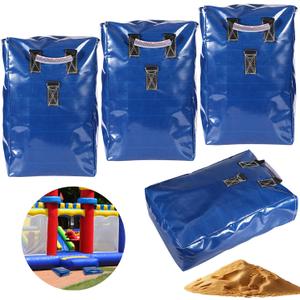 4pcs Vinyl Sandbags, Bounce House Inflatable Water Bounce House Heavy Duty Sand Bag Anchor Safety Weight Product for Water Slides Canopies and Tents (Blue)