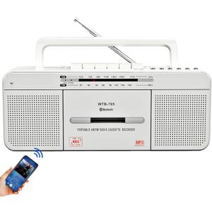 Cassette Player Boombox, Portable AM/FM Radio Stereo with Bluetooth, USB, Dual Big Speaker, Earphone Jack, Record to Cassettes/USB via Mic,Cassette to MP3 Converter,AC/DC Powered