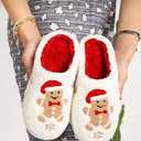 Cxiboh Christmas House Slippers for Women Indoor Outdoor Soft Comfy Bedroom Shoes with Memory Foam Cute Girls Stuff（Gingerbread Man-40-41）