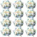 Tigeen Artificial Flowers Artificial Peonies Silk Flowers Faux Peony Fake Peony Silk Hydrangea Bouquet for Wedding Table Centerpiece Floral Vase Decor(Champagne White,12 Bundles)
