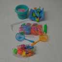 Pool Fishing Toys Games, Water Table Bathtub Toy with Inflatable Pool Pole Rod Net Plastic Floating Fish, Birthday Gifts for Kids Age 3 4 5 6 Year Old,Kids Outdoor Toys