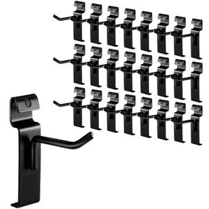 Gridwall Peg Hooks Black Grid Wall Panels Display Hooks Hangers Wire Display Rack Grid Wall Accessories for Retail Shop, Garages, Workshops(25 Pack,2 Inch)