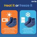 REVIX Microwavable Booties for Cold Feet Moist Heat Therapy, Heated Slippers Women & Men for Soothing Cold Foot, Microwavable Foot Warmers, Non-Slip Sole & Adjustable Fit, Navy S