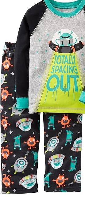 Simple Joys by Carter's Boys' Toddler 4-Piece Pajama Set (Cotton Top & Fleece Bottom), Aqua Blue Trucks/Black Dinosuar/Cobalt Blue/Grey Construction, 4T