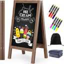 Solid Wood A Frame Chalkboard Sign 40"x20", Magnetic Double Sided Sandwich Board, Upgraded Bottom Brace Stable Sidewalk Sign with 8 Liquid Chalk for Cafe Restaurant Wedding Home Business