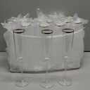 Ciaell 24 Pack Plastic Champagne Flutes - 6Oz Gold Rim Disposable Champagne Glasses - Square Clear Plastic Toasting Glasses for Party Birthday Anniversary Wedding