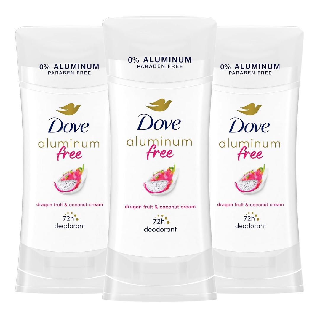 Dove Aluminum Free Deodorant for Women 3 Pack Dragon Fruit & Coconut Cream 72 hour odor protection 2.6oz