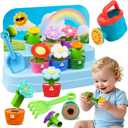 Montessori Toys for 1-2 year old, Toddlers Outdoor & Indoor Gardening Toys with Watering Can, Shovel, Rake, Color & Shape Sorting Educational Learning Toys Easter Gift for Girls Boys Age 1 2 3 4