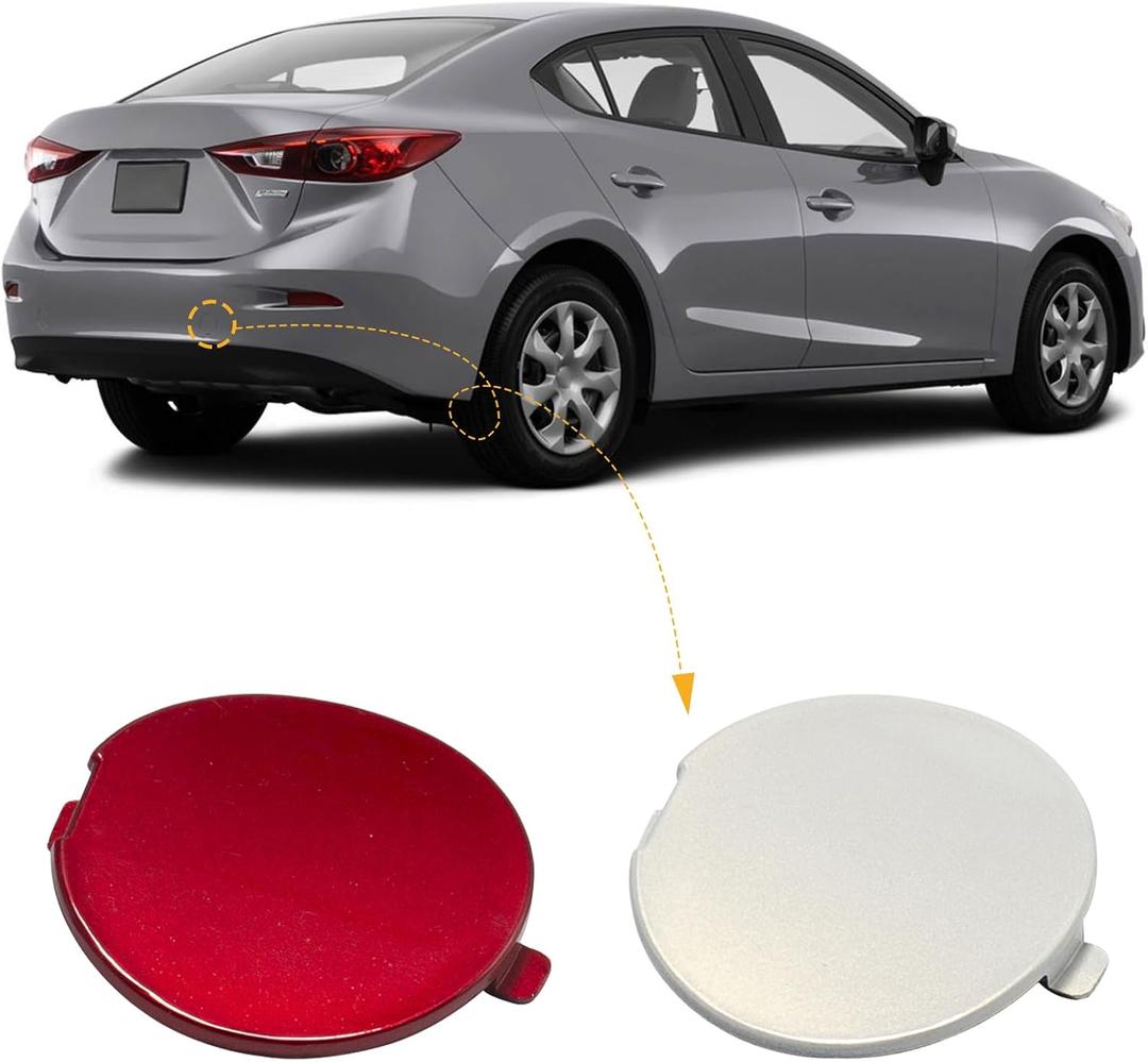 Rear Bumper Tow Hook Cover Towing Eye Cap Fit for Mazda 3 Axela 2014 2015 2016 2017 2018 BHN1-50-EK1-BB BHN150EK1BB (Red, right passenger side) Xinpinsai