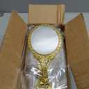 Vintage Handheld Mirror for Makeup -12 Pcs Travel Handle Mirrors for Women Gold Embossed Flower Portable Princess Mirror Tabletop Party Classroom