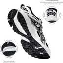Men's Slip Resistant Trail Running Shoes - Supportive Athletic Shoes for Outdoor Fitness Walking, Road Running and Gym Training (5, Black White Light)