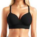 Popilush Bras for Women No Underwire Supportive Push Up Bralettes Wireless Full Coverage Plus Size T-Shirt Bra, Size XL