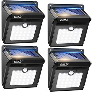 BAXIA TECHNOLOGY Solar Outdoor Lights Wireless Security Motion Sensor Solar Lights Outdoor Waterproof for Front Door,Backyard,Steps,Garage,Garden (400LM,4 Packs)