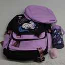 Bevalsa Kids Backpack for Girls with Insulated Water Bottle, Purple Cute Bookbag for Girls Kid, 14oz Termos Kids Water Bottle, Insulated Lunch Bag & Pencial Case, Back To School Gift (Unicorn)