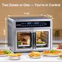 HotKing Dual-Zone Air Fryer Toaster Oven Combo, 28 QT Extra Large, Non Toxic Stainless Steel Convection Oven with French Door, Countertop Airfryer with Window, Racks, Rotisserie, Dehydrator, ETL Rated, 28 Quart