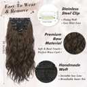 BARSDAR Beach Wavy Brown Clip in Hair Extensions 20 Inch 6PCS Thick Soft Synthetic Hairpieces, Full Head Clip in Hair Extensions for Women Long Voluminous Easy Wear Daily Party - Brown
