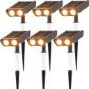 Solar Lights Outdoor Waterproof IP65Outside Solar Landscape Spotlight with Ambient Light Column and Adjustable Aperture for Garden Yard Pathway Lawn2 IN 1 Can Used as Wall LampWarm White- 6 Pack