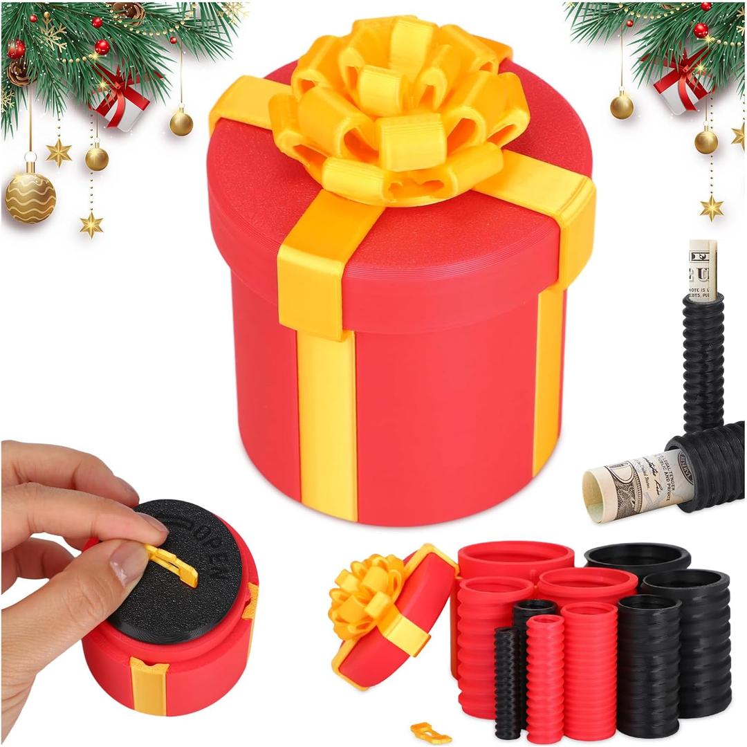 Annoying Nested Screw Gift Box, Screw Gift Box Prank, Reusable Prank Gifts Boxes for Cash and Small Surprises, Money Puzzle Boxes for Cash Gifts, Perfect Gag Gifts for Birthday, Christmas & Fun Part (Red)